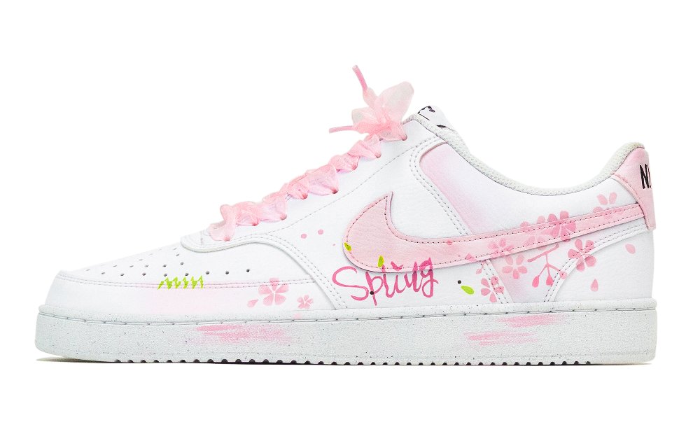Nike Court Vision 1 Low Top Skateboard Shoes Men's Pink White
