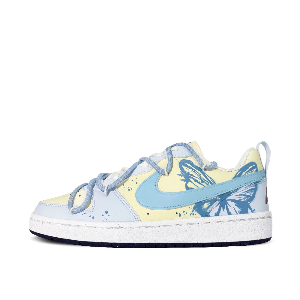 Nike Court Borough Ink Blue Butterfly Shadow Low-Top Skateboard Shoes GS Blue Yellow