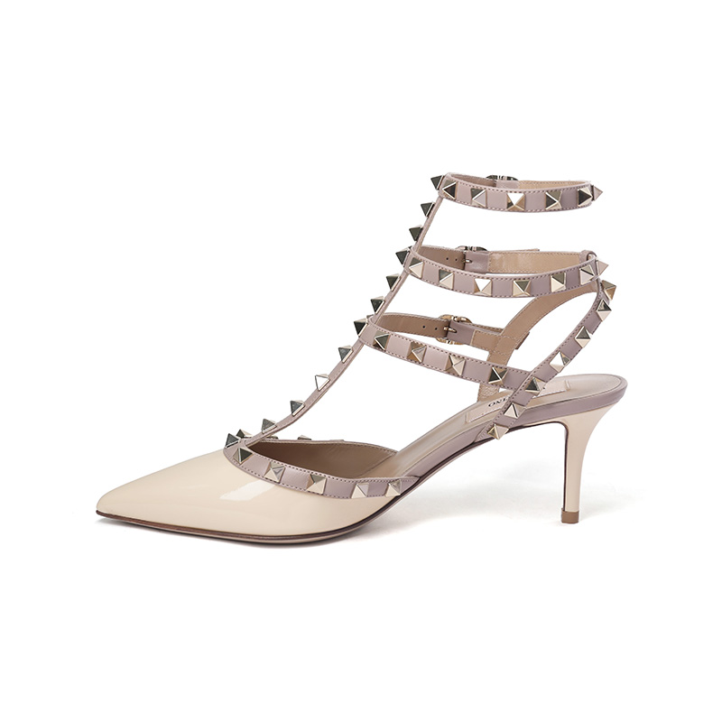 Valentino ROCKSTUD Slim Heel High Heels 6.5cm Women's Ivory