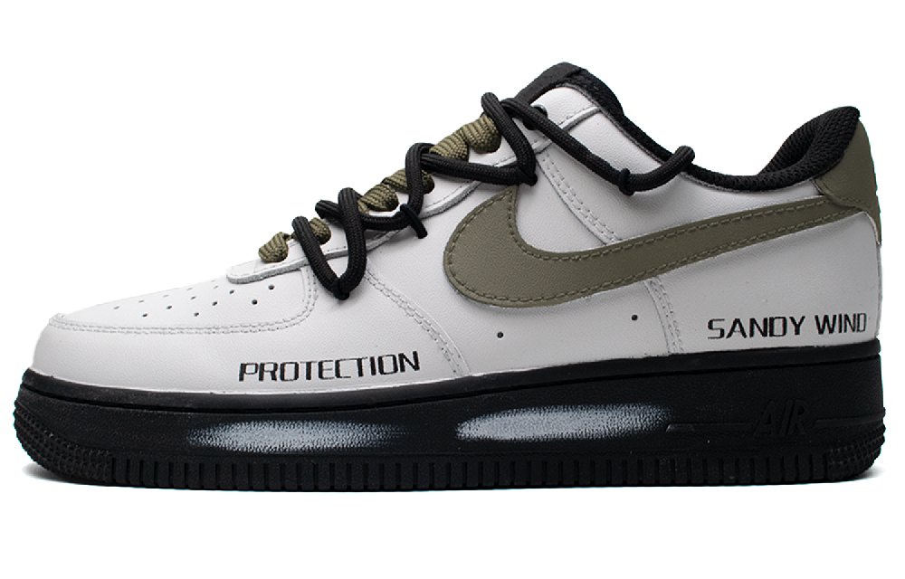 Nike Air Force 1 Olive Slip Resistant Low Top Skateboard Shoes Unisex Black White Green