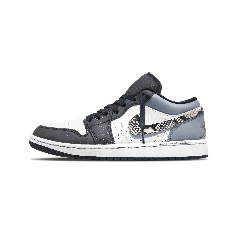 Jordan Air Jordan 1 Anti Slip Wear Resistant Low Top Vintage Basketball Shoes Men's Black White Blue
