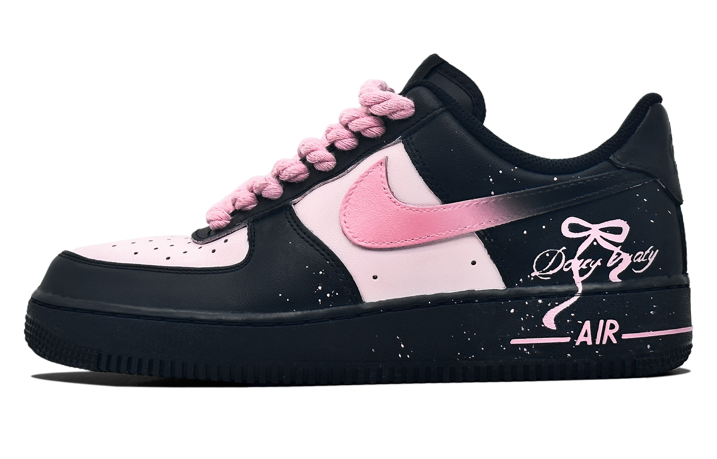 Nike Air Force 1 Iron Man Romance Low top Skateboard Shoes Unisex Black Pink
