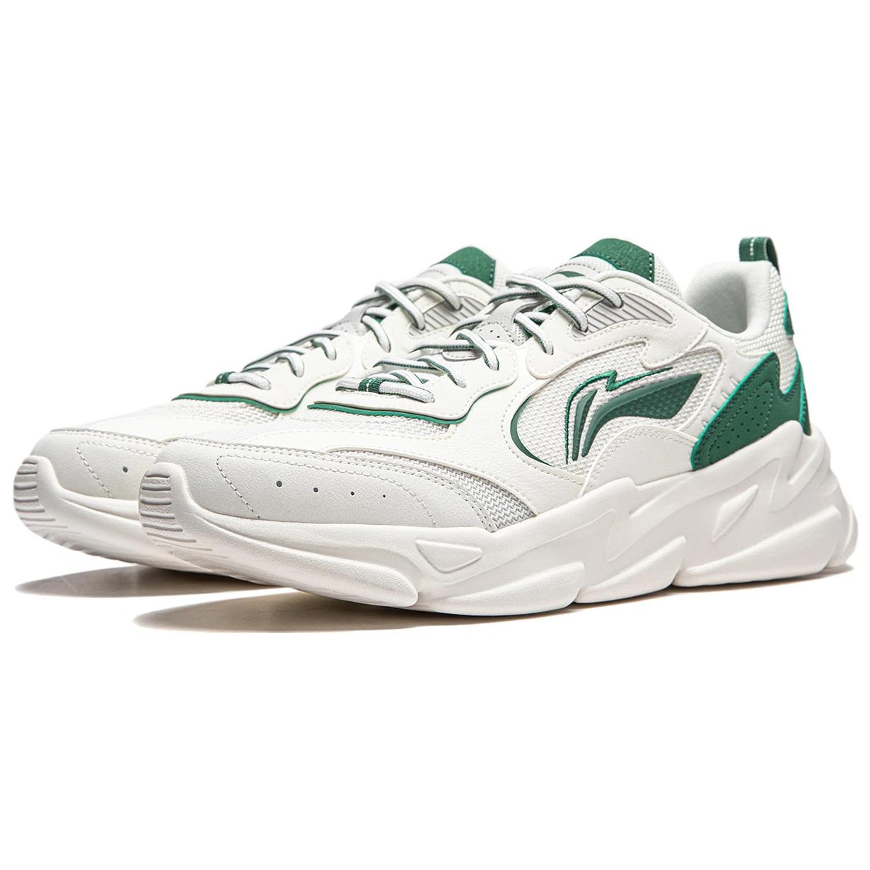 LiNing Clouds Cushioning Anti-Slip And Wear-Resistant Support Casual Shoes Men's White Green купить в интернет-магазине Yoocart с быстрой доставкой по России.