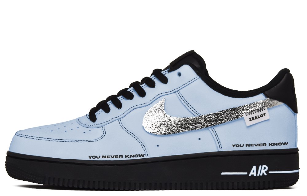 Nike Air Force 1 Low Top Skateboard Shoes Men's Blue Black