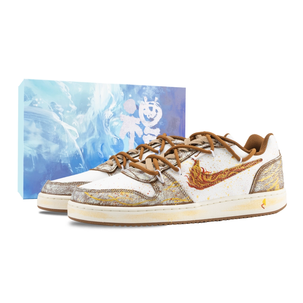 Nike EBERNON Cinnabar Flame Abrasion Resistant Low top Skateboard Shoes Men's White Brown