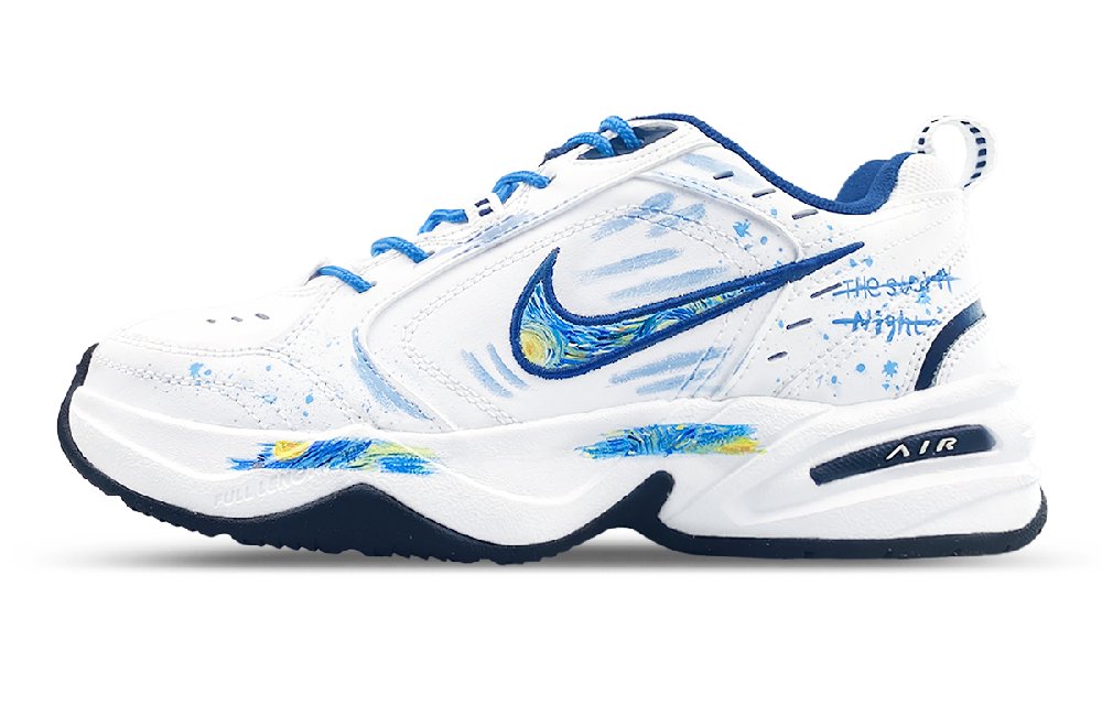 Nike Air Monarch 4 Support Coverage Moisture-Wicking Low-Top Chunky Sneakers Unisex White Blue