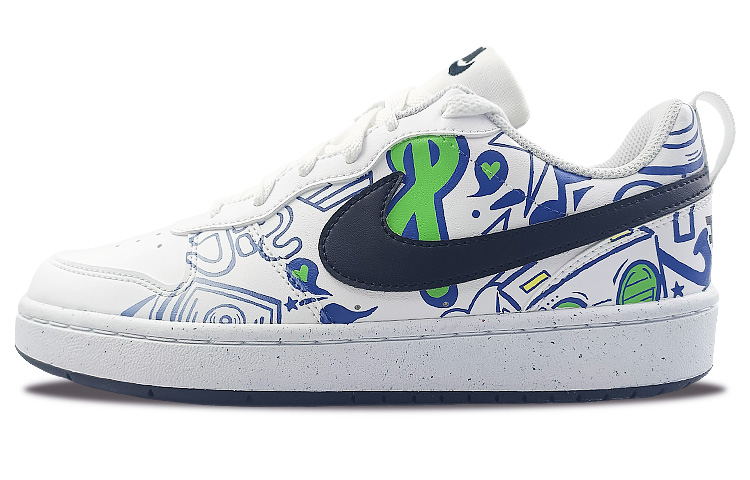 Nike Court Borough Series Low-Top Skateboard Shoes Women's White Blue Green