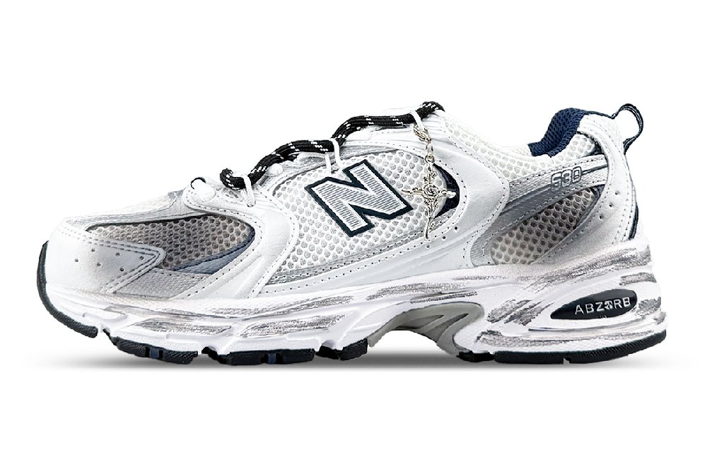 New Balance NB 530 Cushioning Abrasion Resistant Breathable Low Top Running Shoes Unisex Black White Silver