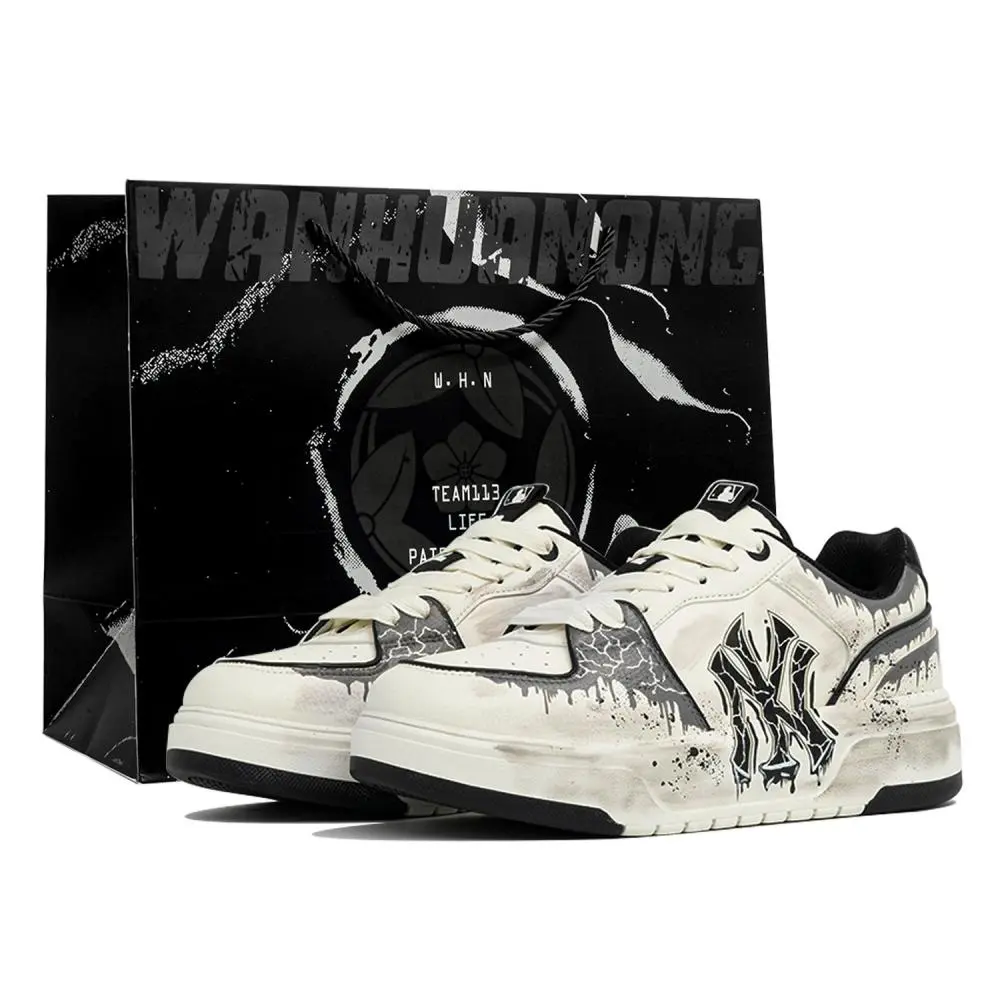 MLB Chunky Liner Kaleidoscope, Ash, Shopping Bag Abrasion Resistant Low top Skateboard Shoes Unisex Gray White