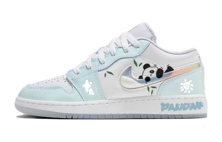 Jordan Air Jordan 1 Abrasion Resistant Slip Resistant Low Top Vintage Basketball Shoes Women's White Blue