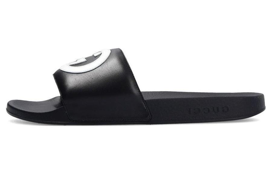 GUCCI Slide Interlocking G Leather Black