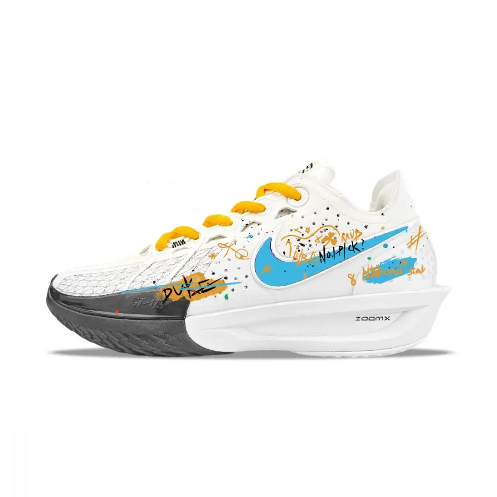 Nike Air Zoom G.T. Cut 3 EP Abrasion Resistant Low top Basketball Shoes Unisex White Yellow