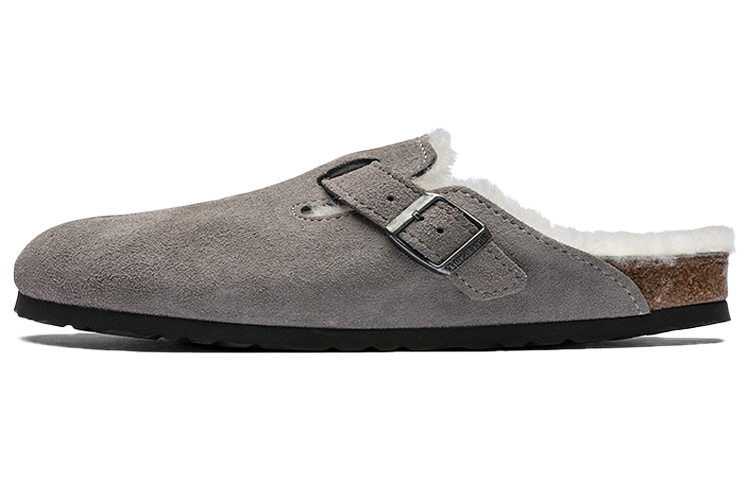 Birkenstock Boston Shearling Suede 'Stone Coin'