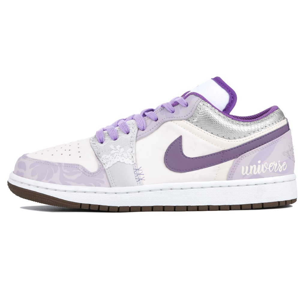 Jordan Air Jordan 1 Low Sunrise Orchid Charm Slip-Resistant Low-Top Vintage Basketball Shoes GS Purple