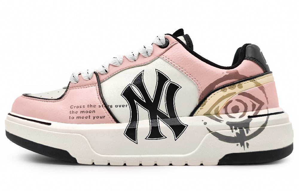 MLB Chunky Liner Wear-Resistant Height Increasing Low-Top Skateboard Shoes Unisex Pink Gray