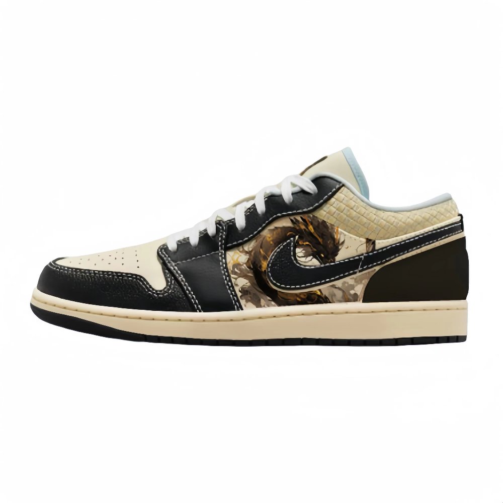 Jordan Air Jordan 1 Anti-Slip Wear-Resistant Low-Top Vintage Basketball Shoes Men's Black Brown