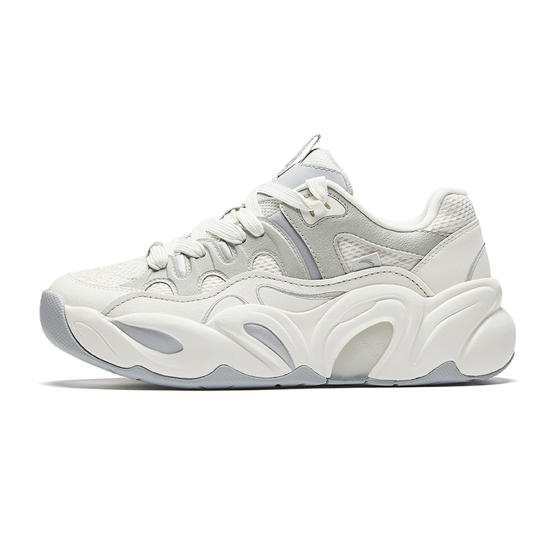 Anta Slip Resistant, Abrasion Resistant, Breathable Low Top Chunky Sneakers Women's White Gray