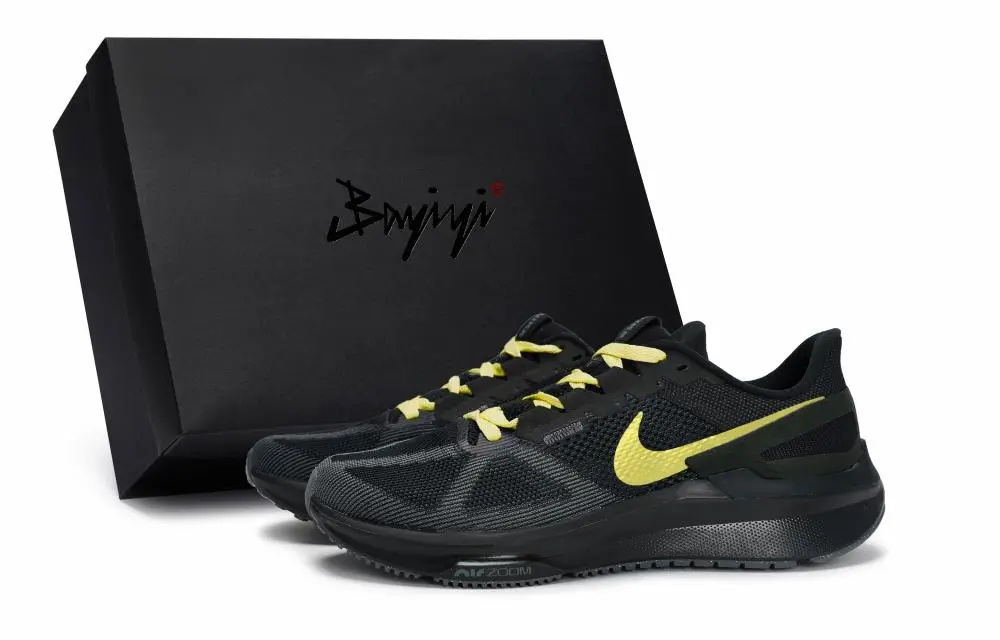 Nike Zoom Structure 25 Anti-Slip Wear-Resistant Low-Top Running Shoes Men's Black Yellow