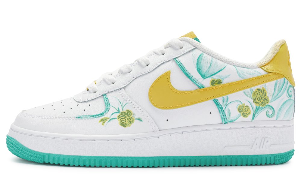 Nike Air Force 1 07 Anti Slip Wear Resistant Low Top Skateboard Shoes Men's Yellow Green White