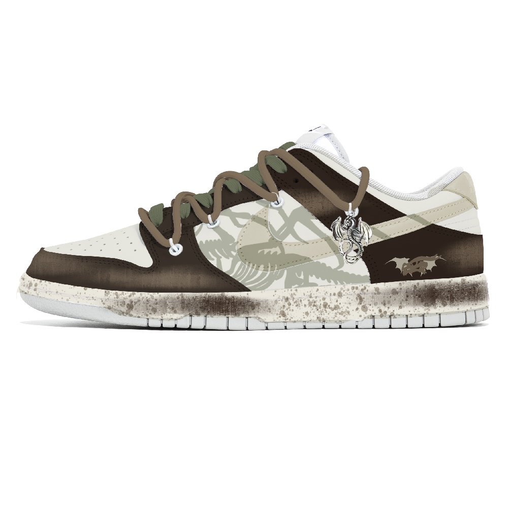 Nike Dunk Dust Collection Slip Resistant, Abrasion Resistant, Lightweight Low Top Skateboard Shoes Unisex White Brown