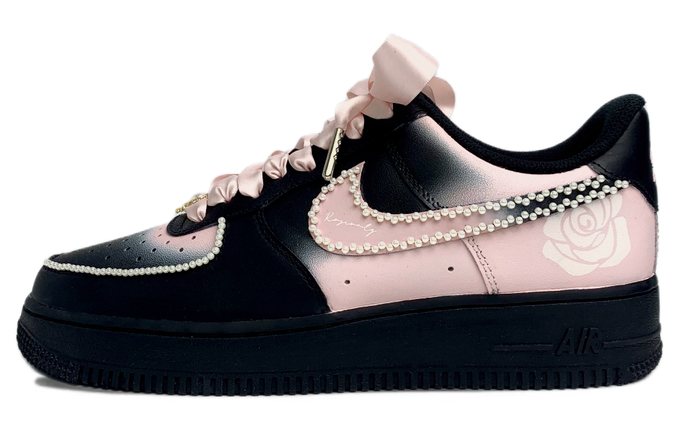 Nike Air Force 1 Anti-Slip And Wear-Resistant Lightweight Low-Top Skateboard Shoes Women's Pink Black