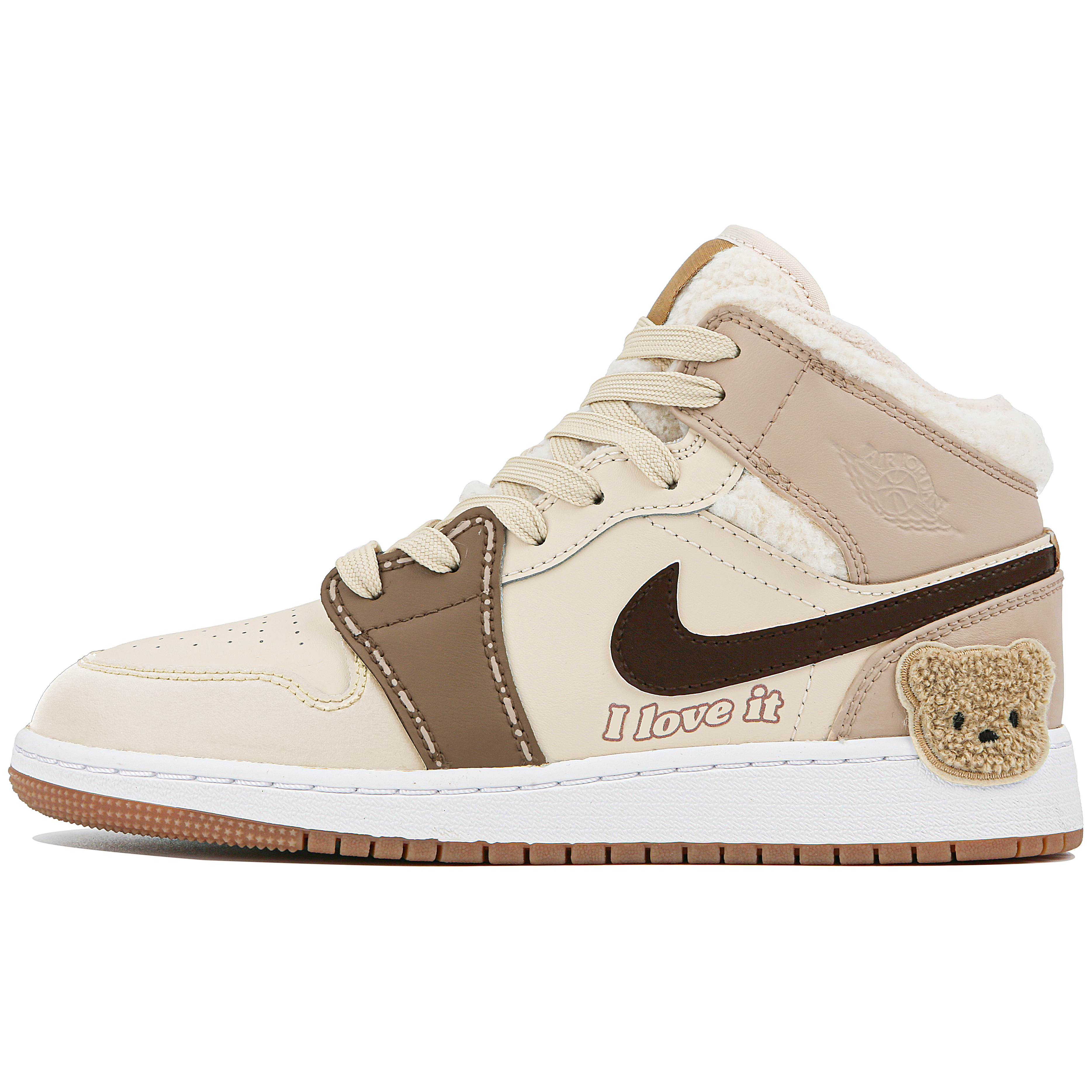 Jordan Air Jordan 1 Mid Mid-Top Vintage Basketball Shoes GS Beige Brown