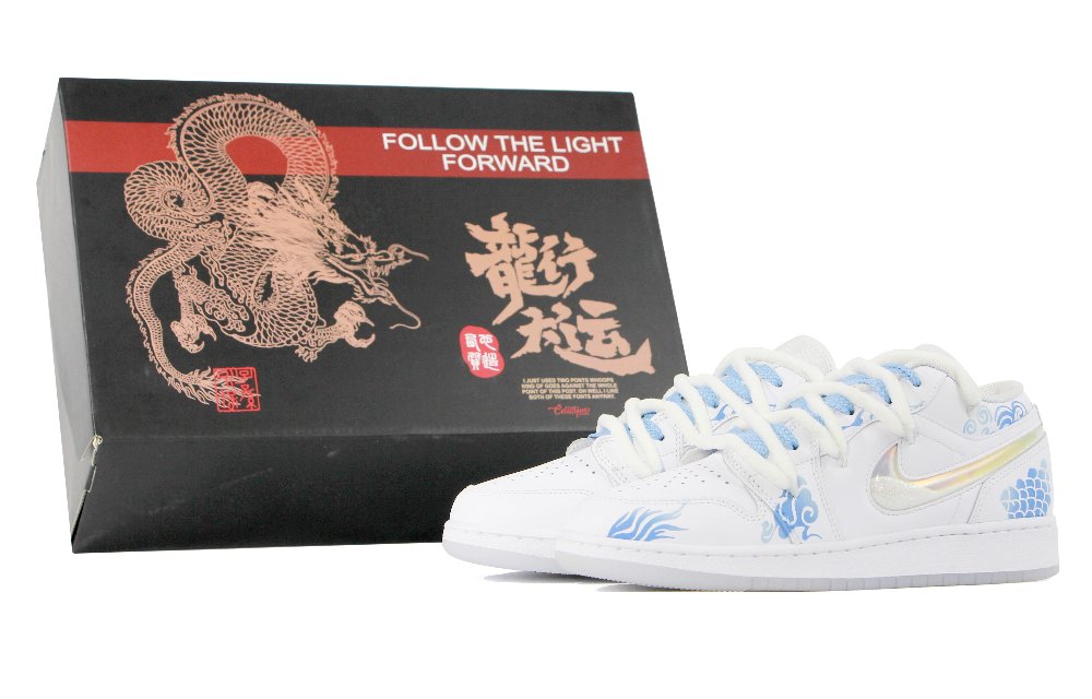 JORDAN Air JORDAN 1 Vintage Basketball Shoes Women's Low-Top White Blue