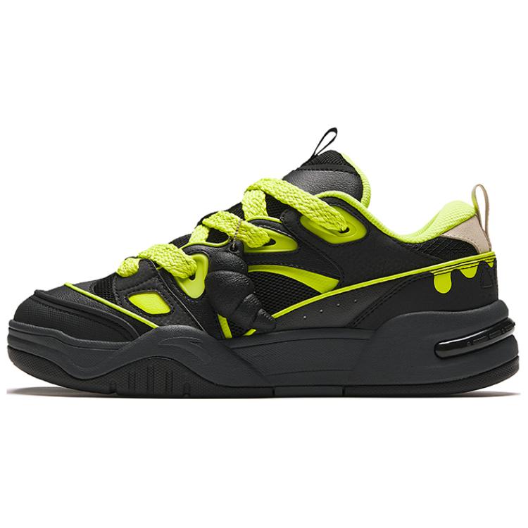 Anta AOJIE S Cushioning Wear-Resistant Low-Top Skateboard Shoes Men's Black Yellow