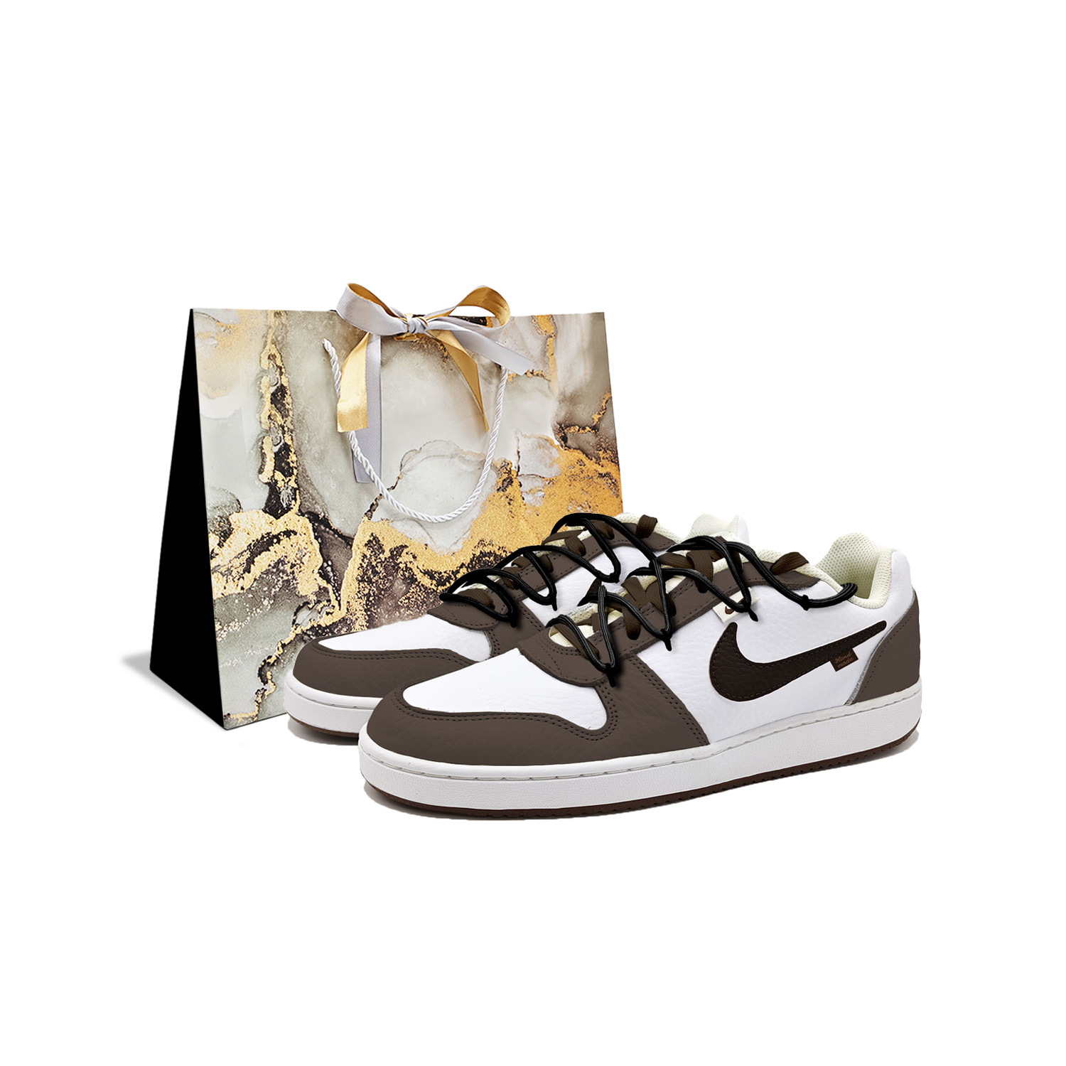 Nike EBERNON Black Mocha Shock Absorbers Abrasion Resistant Slip Resistant Low top Skateboard Shoes Men's