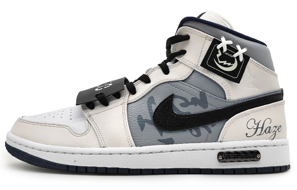 Jordan Air Jordan 1 Mid Mid-Top Vintage Basketball Shoes Men's Gray White