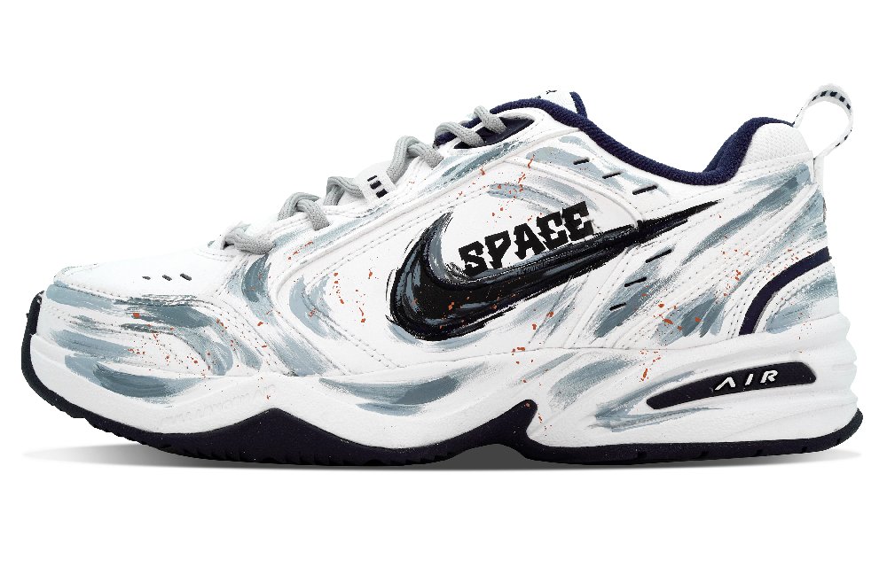 Nike Air Monarch 4 DEER Wild Party Anti Slip Wear Resistant Low Top Chunky Sneakers Unisex White Blue