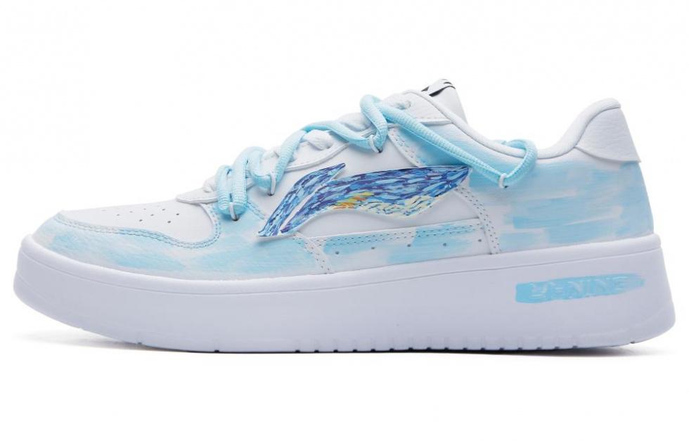 LiNing Pontoon Boats Anti Slip Wear Resistant Low Top Skateboard Shoes Men's Blue White