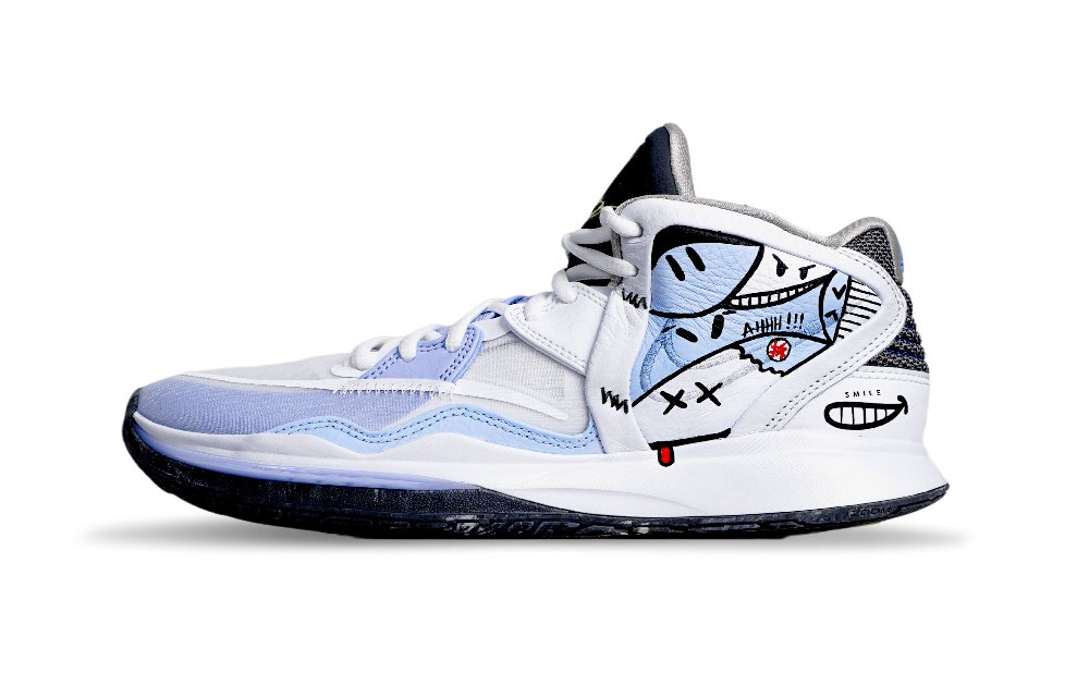 Nike Kyrie 8 Infinity Cushioning Anti-Slip And Wear-Resistant Mid-Top Basketball Shoes Unisex White Blue