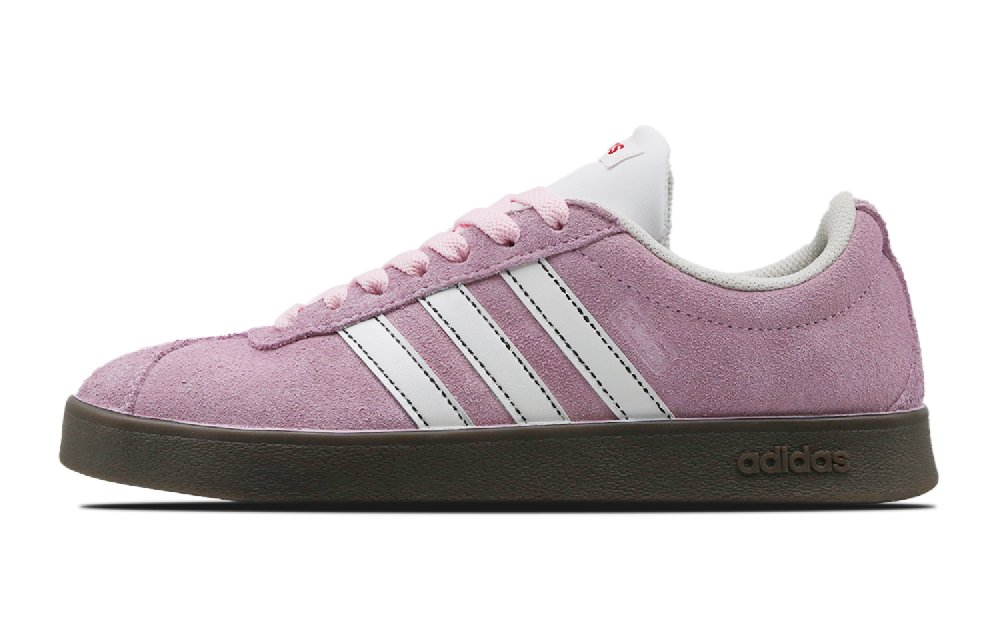 Adidas Neo Vl Court Classic Anti-Slip Wear-Resistant Low-Top Skateboard Shoes Unisex Pink Purple
