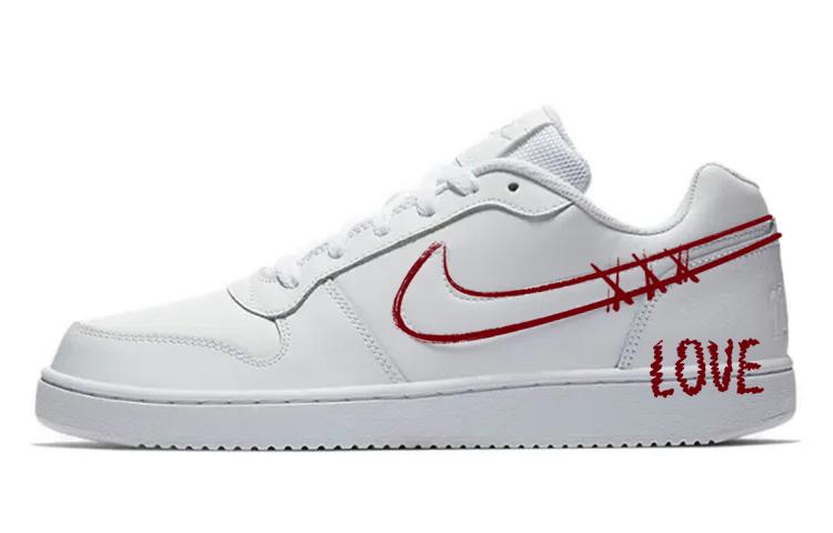 Nike EBERNON Low-Top Skateboard Shoes Men's White Red