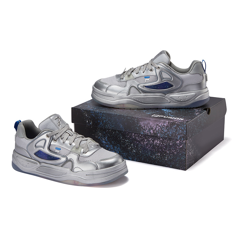 FILA FUSION BANK II Low-Top Skateboard Shoes Men's Galaxy Color Scheme Silver Gray Couple Edition