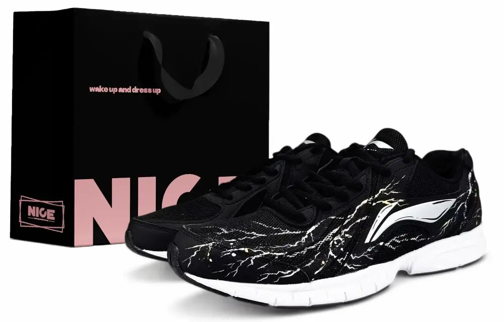 LiNing Shock Absorbers Slip Resistant Abrasion Resistant Low Top Casual Running Shoes Men's Black
