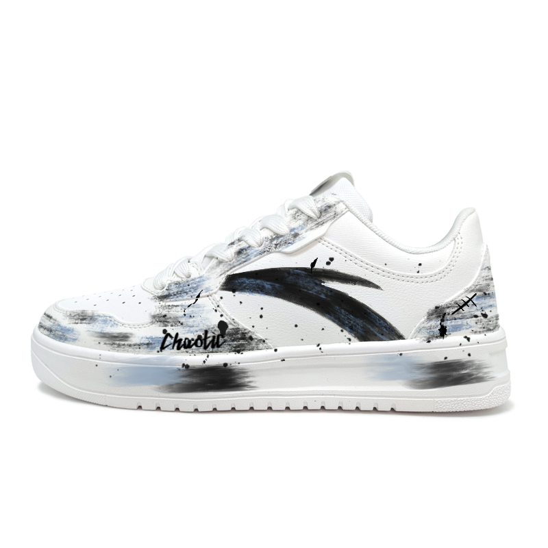 Anta Relaxed Coverage Abrasion Resistant Cushioning Low Top Skateboard Shoes Unisex Black White Blue