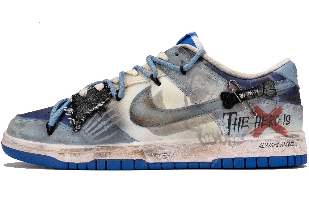 Nike Dunk Anti-Slip Wear-Resistant Low-Top Skateboard Shoes Men's Blue Black
