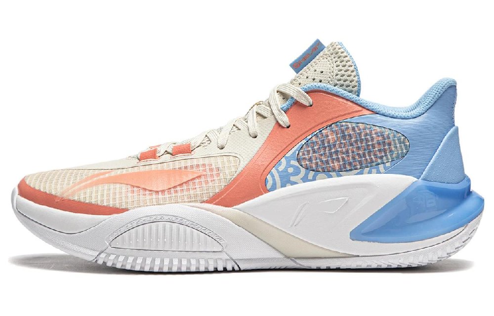 LiNing Hurricane 8 Low Anti-Slip Wear-Resistant Low-Top Basketball Shoes Men's White Orange Blue
