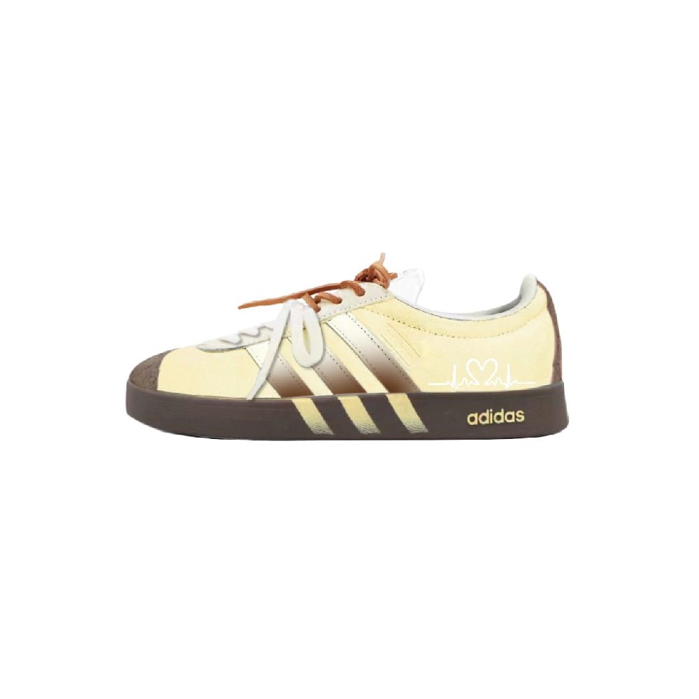 Adidas VL COURT 2.0 Abrasion Resistant Low Top Skateboard Shoes Unisex Beige Yellow