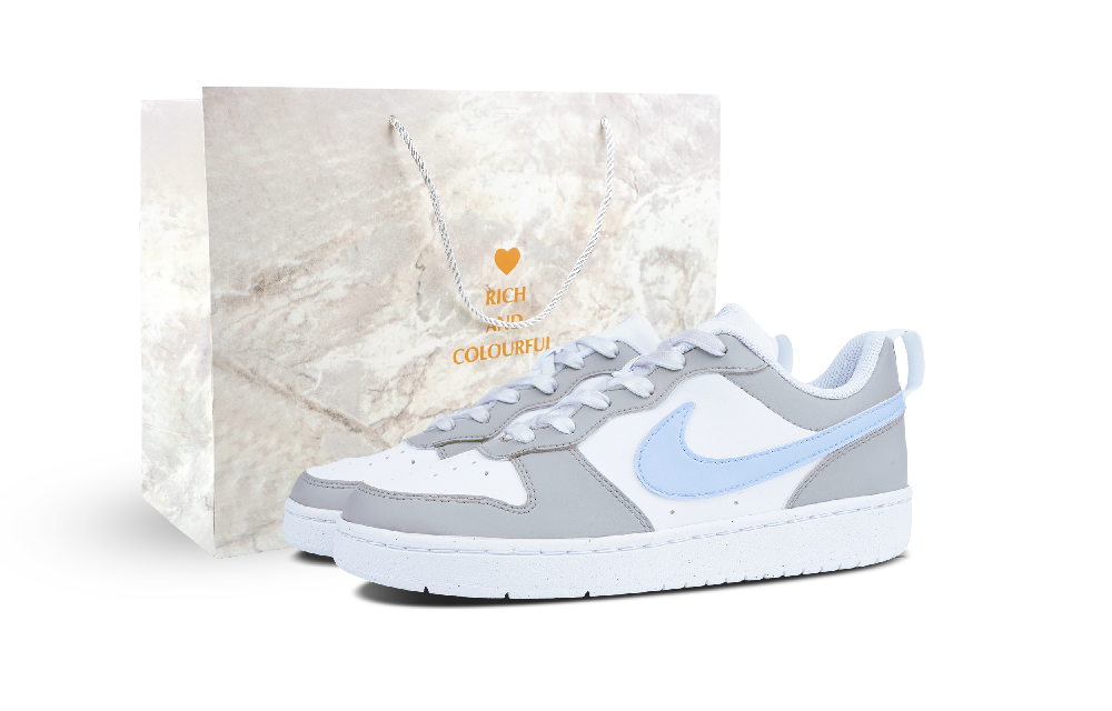Nike Court Borough Low Top Skateboard Shoes GS Gray Blue