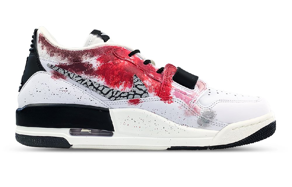Jordan Legacy 312 Anti-Slip Wear-Resistant Low-Top Vintage Basketball Shoes Men's Black White Red