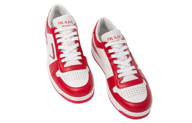PRADA Downtown Leather Sneakers Red
