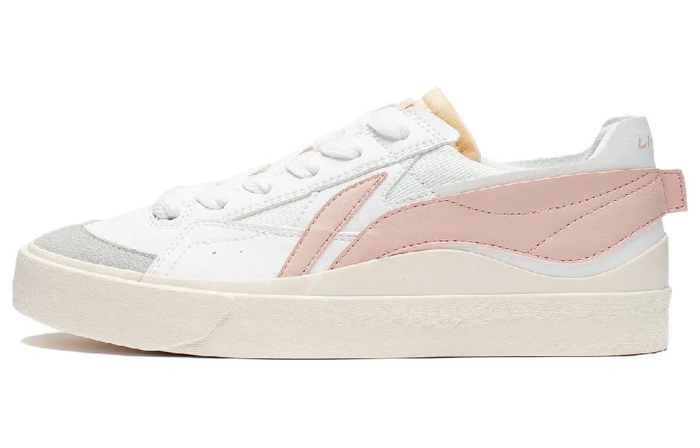 LiNing Mu Mumu Slip Resistant Shock Absorbers Low Top Skateboard Shoes Women's White Pink
