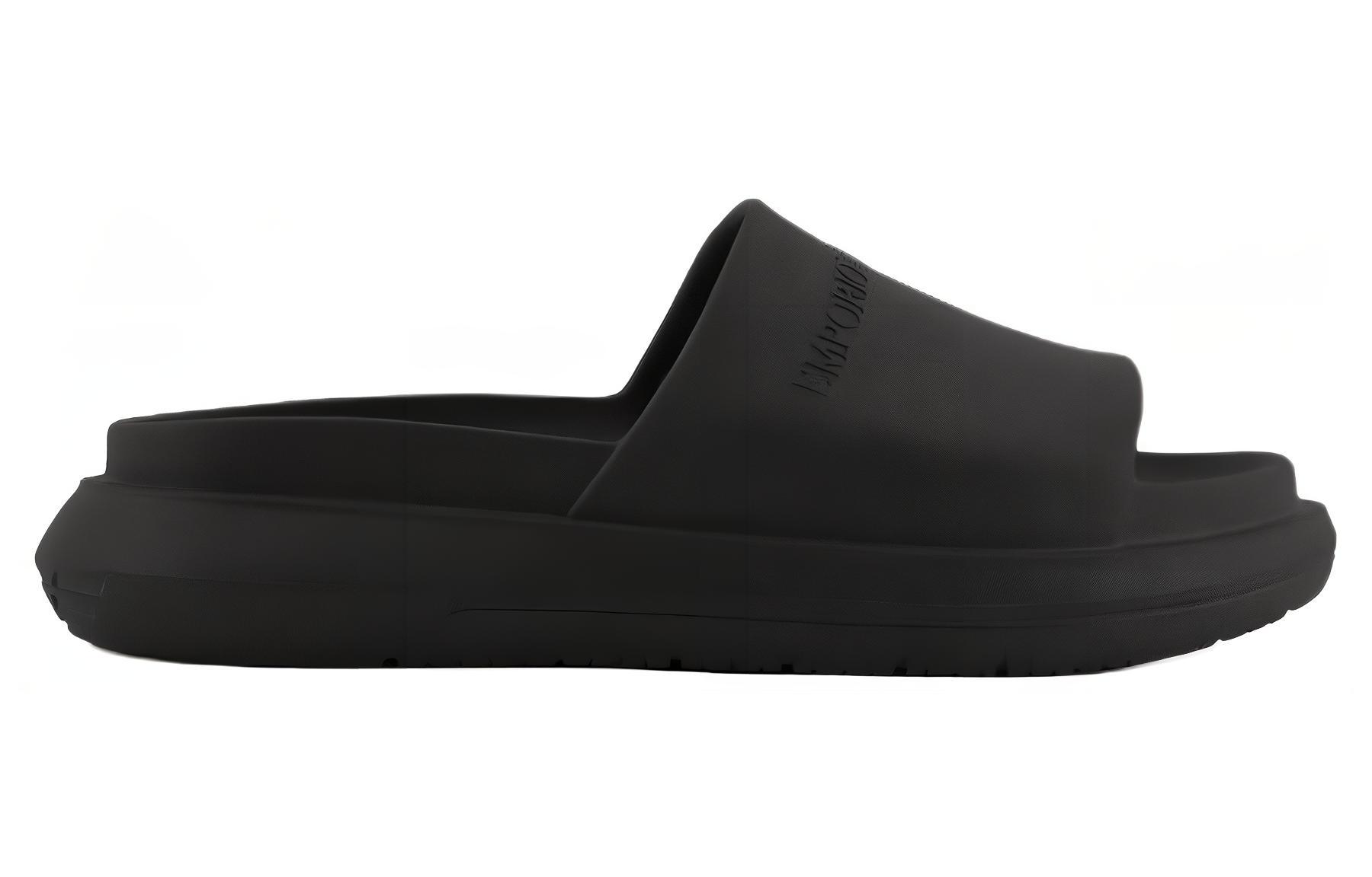 EMPORIO ARMANI Logo-embossed Flatform Slides