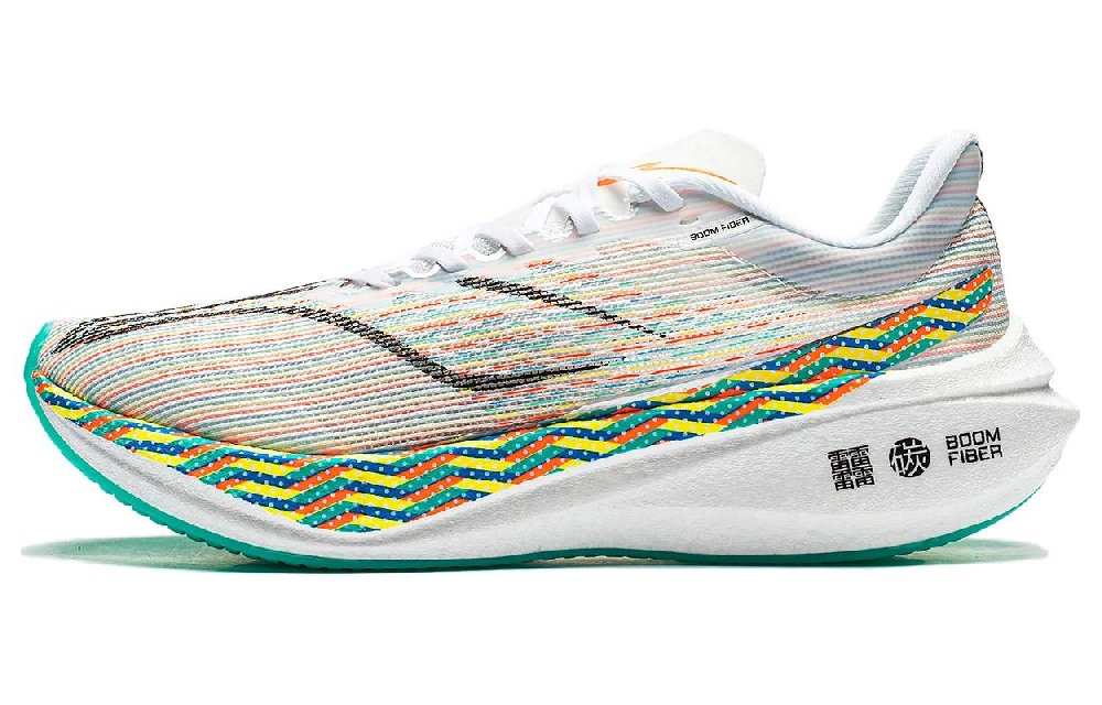 LiNing Feidian 3 Challenger Slip-Resistant Breathable Rebound Low-Top Running Shoes Women's White Yellow Green
