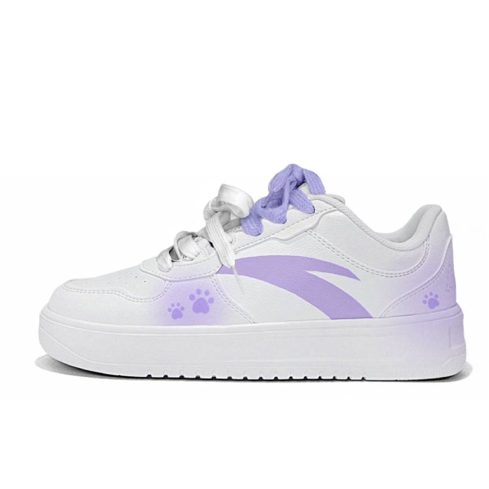 Anta Relaxed Cushioning Abrasion Resistant Breathable Low Top Skateboard Shoes Women's White Purple