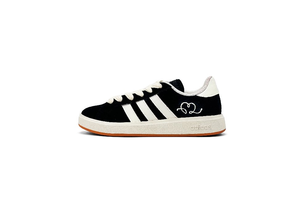 Adidas Grand Court Base 00s Anti Slip Wear Resistant Low Top Skateboard Shoes Unisex Black White