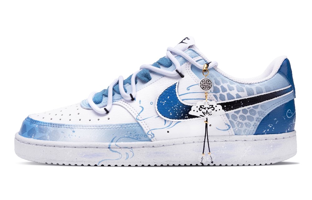 Nike Court Vision 1 Abrasion Resistant Low Top Skateboard Shoes Unisex White Blue